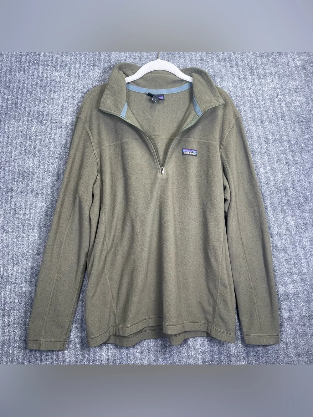Patagonia Mens Large Fleece Quarter Zip Pullover Sweater Olive Green Gorpcore